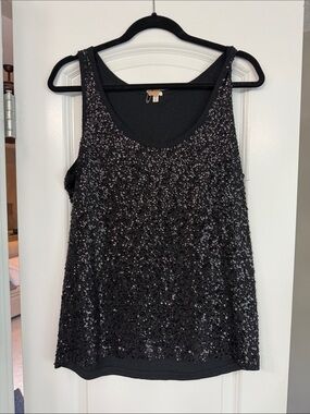 J. Crew Black Sequin Scoop Neck Camisole